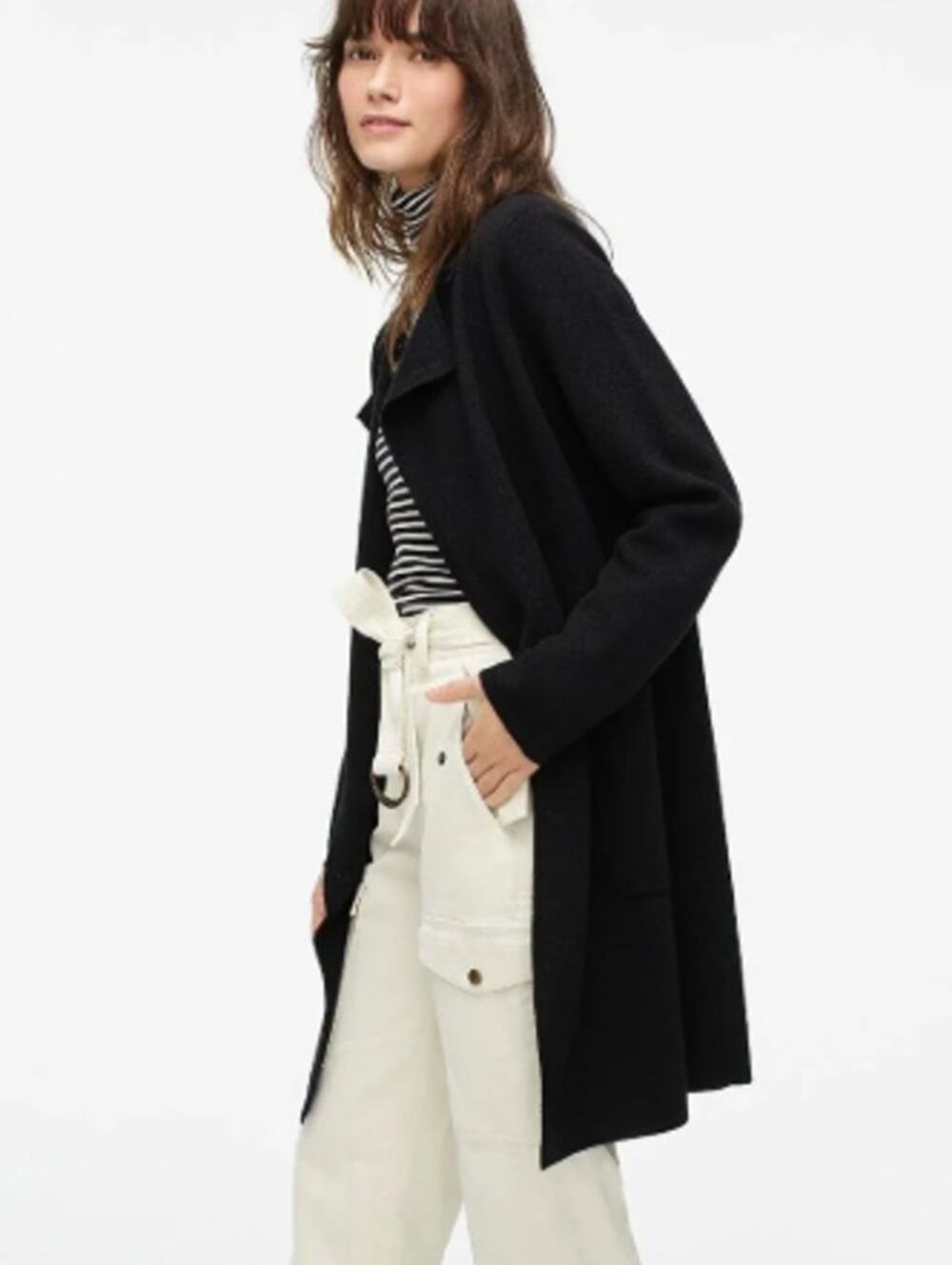 J.Crew Juliette Collarless Sweater-Blazer in Black Linen Blend Size Medium